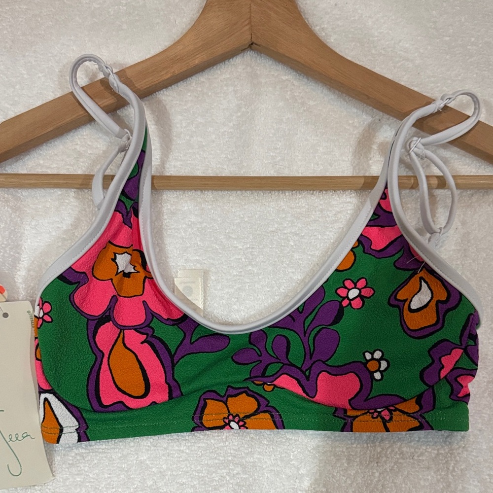 Free people x Seea Swim Bikini Top - Green and Pink Floral